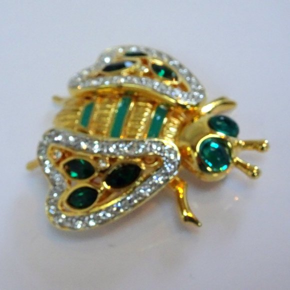VALENTINO Garavani Crystal Poured Glass Pate de Verre Gripoix Bug Bee Pin Brooch - Picture 8 of 15